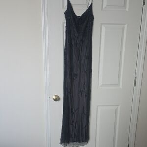 Tahari Black Beaded Dress With Silk Lining